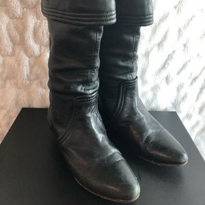 Frye Sam Button Black Leather Boots